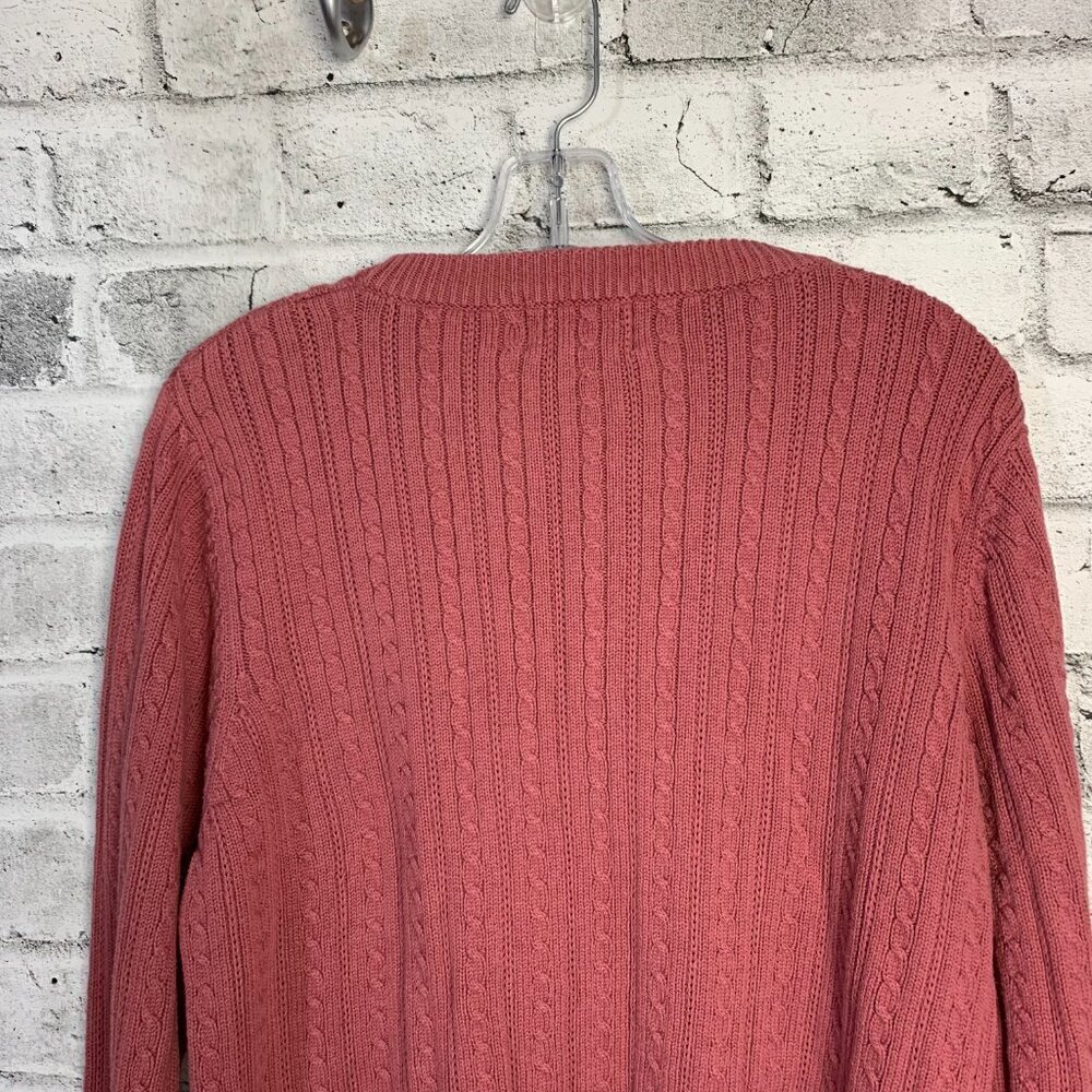 Vintage 90s Cable Knit Sweater M Pink Tradition Country Collection 80s Crewneck - Picture 5 of 14